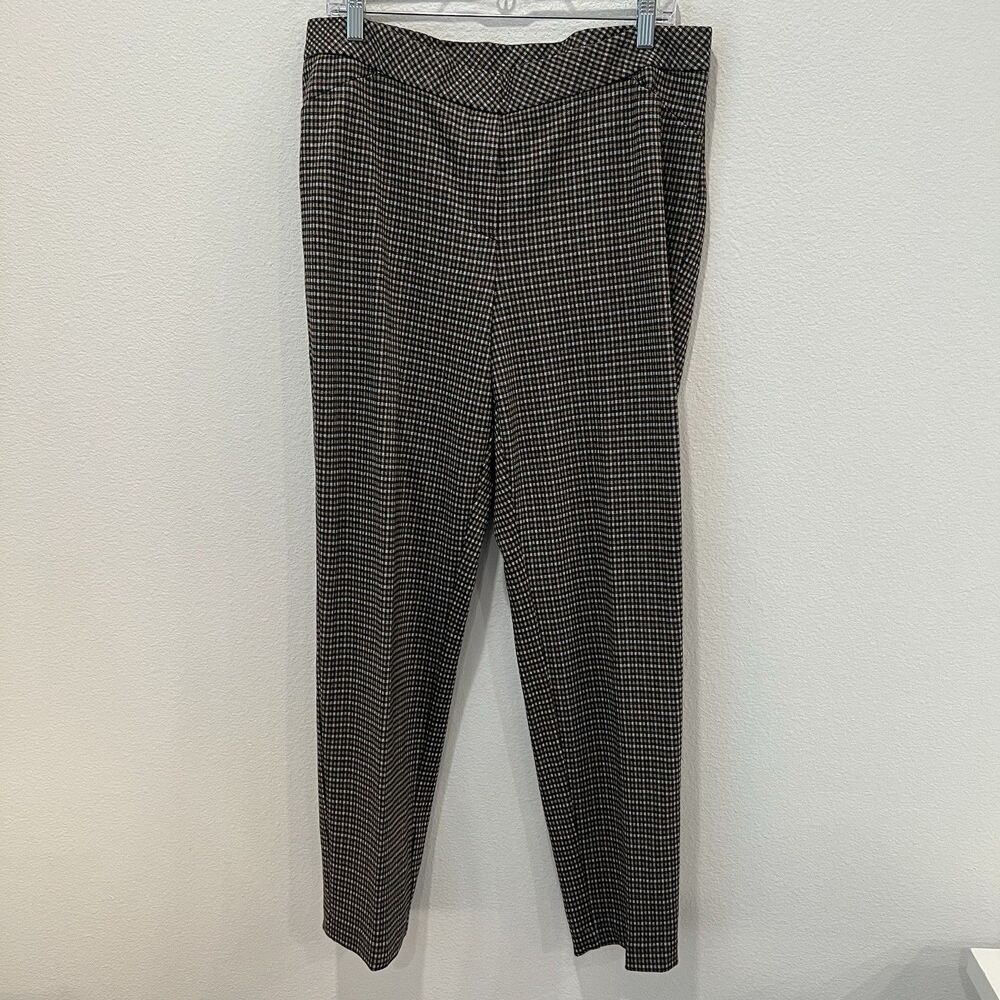 J JILL Ponte Slim Leg Pants Womans Large Check Pull On Stretch Skinny